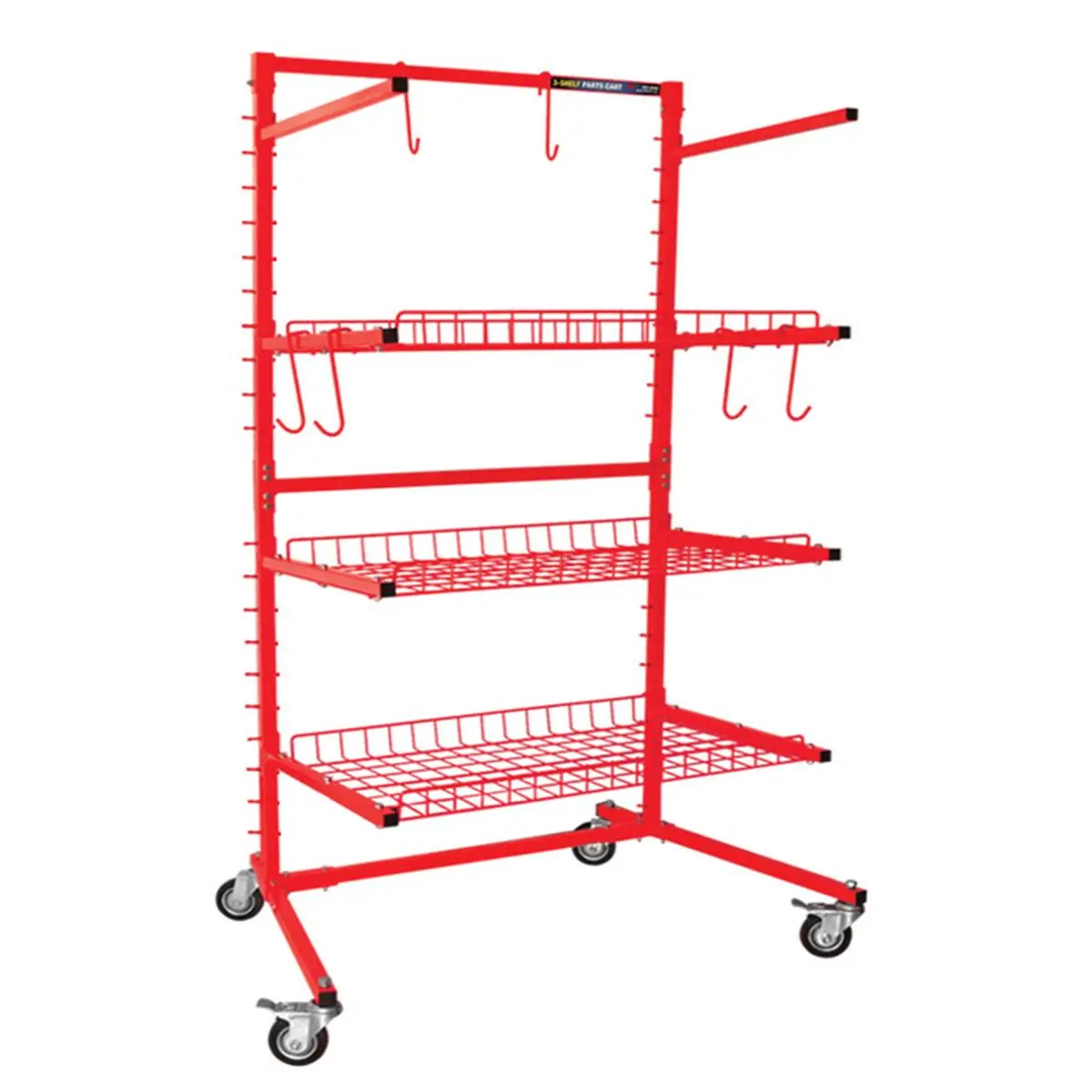 212 MAIN Adjustable 3-Shelf Utility Cart with Arm - Home Organization Storage Rack for Household Supplies