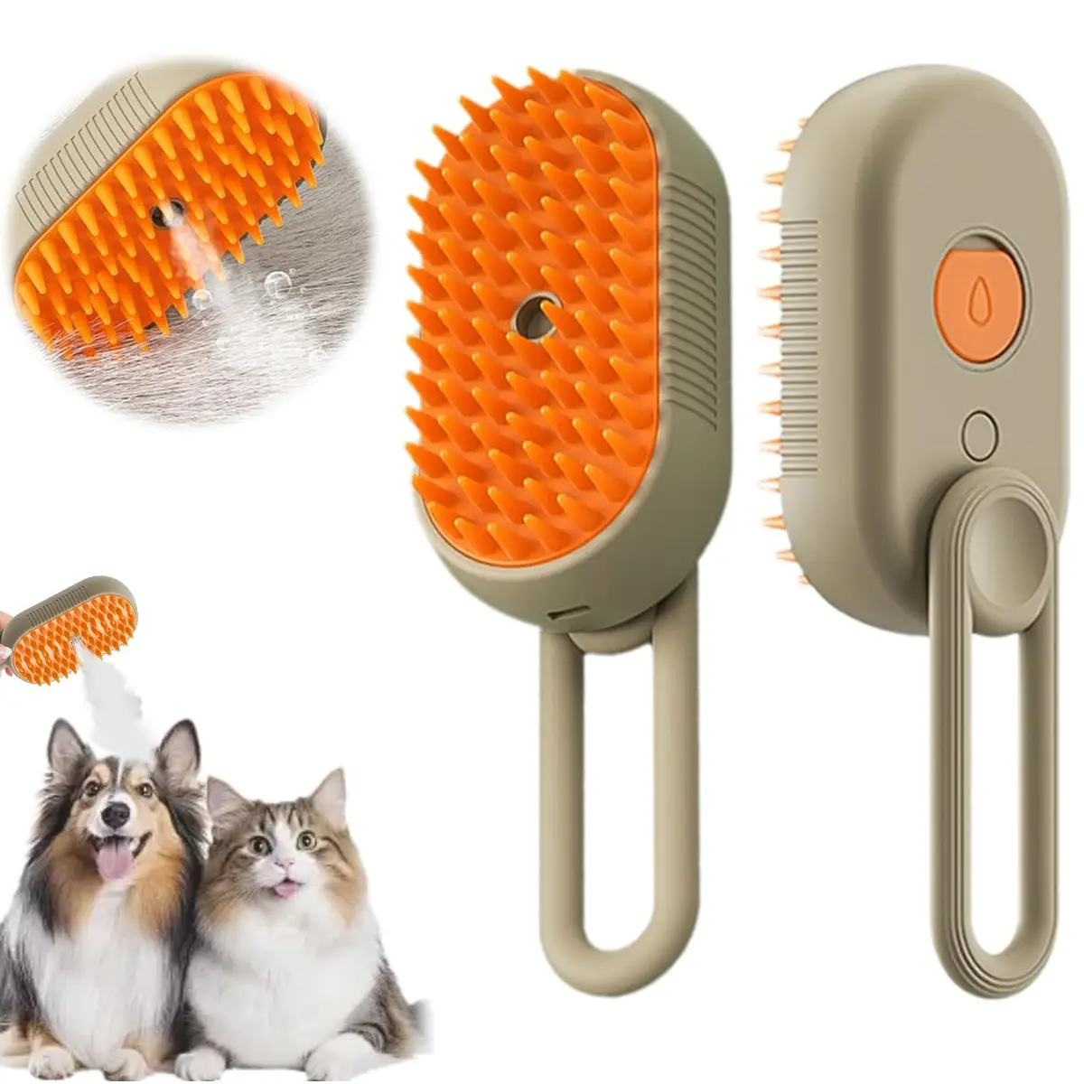 3-in-1 Electric Cat Hair Brush with Steam – Pet Grooming Tool for Cats & Dogs, Detangling Comb with Mist Spray, Massage, and Rounded Bristles – Easy C