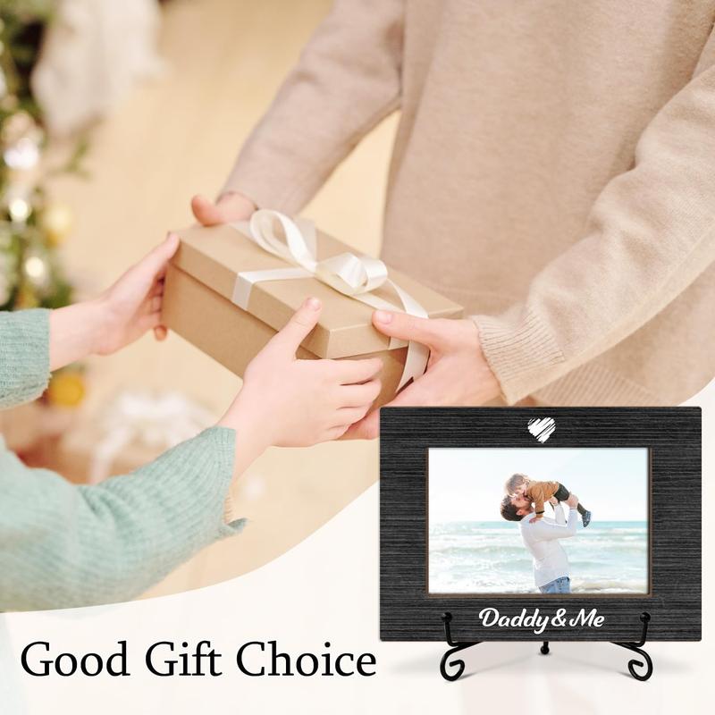 Daddy & Me Picture Frame, Dad Photo Frame, Birthday Gifts for Dad Daddy, Wooden Photo Frame With Stand, 4x6 Picture Frame for Tabletop Shelf Display, Home Office Bedroom Desktop Decorations