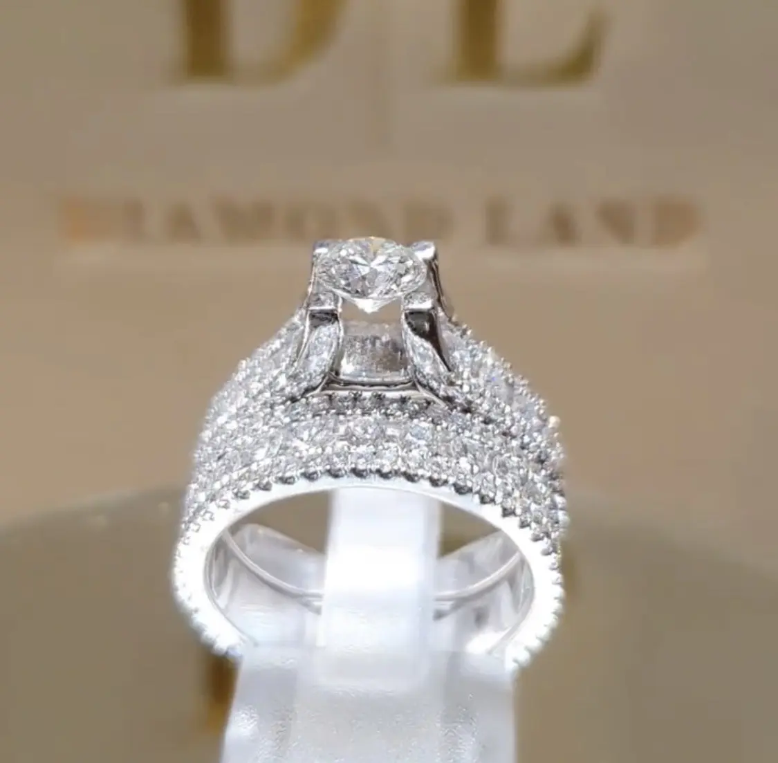 2-Piece Bridal Ring Set for Women, Classic Stacking Engagement Ring and Wedding Band with 8 Hearts & Arrows Cut, 8 Hearts 8 Arrows