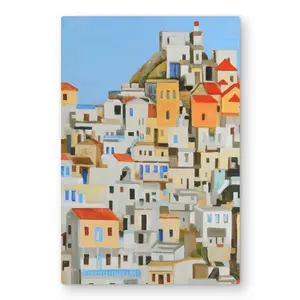 Begin Home Decor C1MP20305I6SKZ 20 x 30 in. Small Houses In Greece Wall Art - Building Livingroom Metal Print