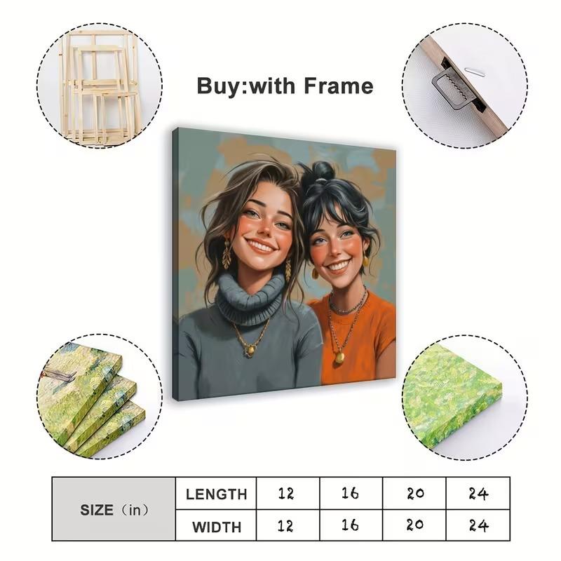 2D Flat, Custom Comic Style Photo Canvas - Personalized Family Portrait with Your Photos, Anime/ Manga-Style Face & Hair - Durable Framed Wall Art for Home, Office, /s - Unique Birthday/Anniversary/Christmas Gift (/Outdoor Use)