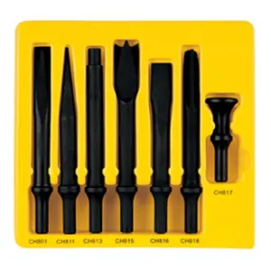 212 MAIN Grey Pneumatic CS807 7-Pc. Heavy Duty Chisel Set - .498 Shank Hand Tools, Hardware Metal Tool Box Accessory for Cycling, Outdoor Recreation
