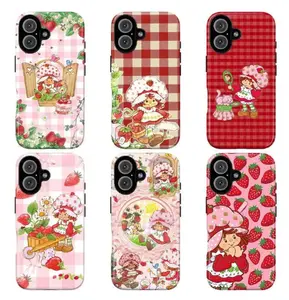 Adorable Strawberry Short.cake Phone Case Trendy Cartoon Phone Case Compatible for iPhone 17 Promax 16 15 14 13 12 11 and for Samsung S21-S25 Perfect Gift for Her/Him Cute Phone Cases
