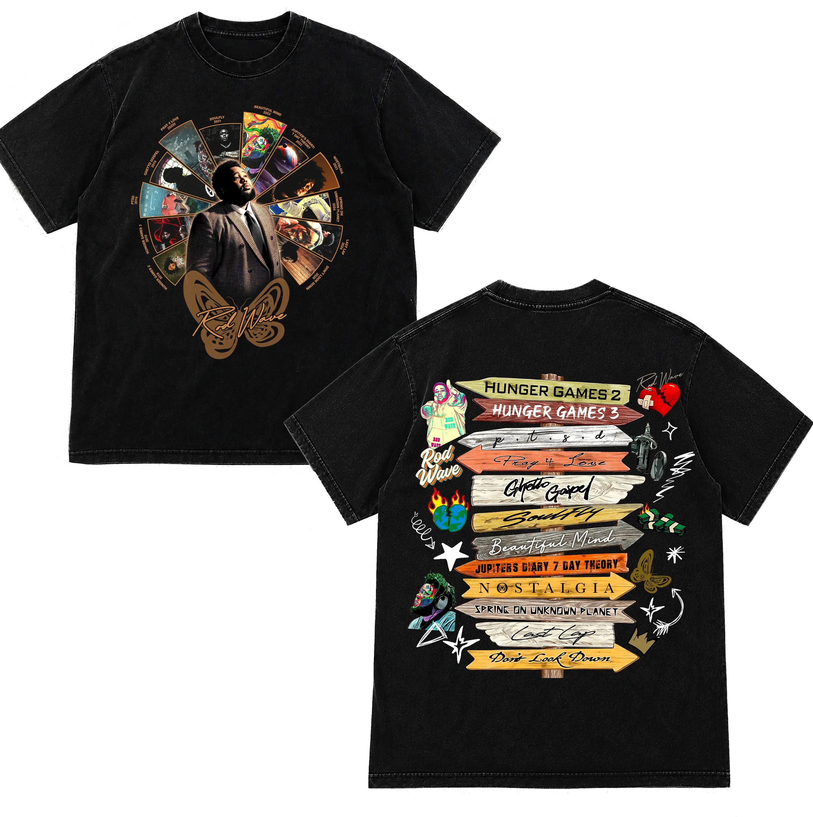 Rod Wave Art Album Graphic T-shirt , Vintage Rap Music For Fans Tee