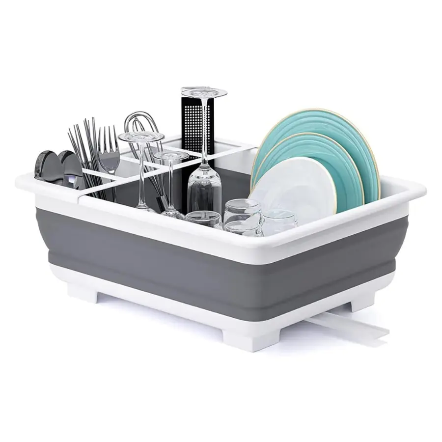 Collapsible Dish Drying Rack, Portable Dish Drainer for Kitchen Counter, RV Camper and Travel, Space-Saving Organizer