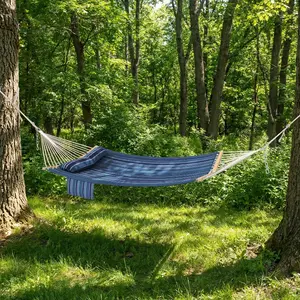 Modern Portable Hammock for Outside, Camping Hammock with Stable Anti-Tipping Structure, Hand-Woven Durable Ropes, Rope Hammock for Backyards, Beaches, Poolsides, Parks, Campsites