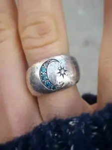 New Fashion Zircon Sun Moon Ring for Women, Elegant Simple Design, Rhinestone Jewelry, Perfect Gift for Her, All Seasons Wear, Boho Style Rings