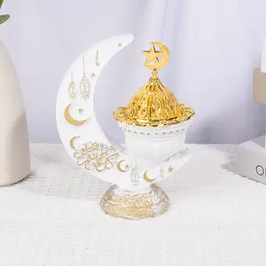 New Moon Scented Aroma Incense Burner, Ramadan Fragrance Bukhoor Holder, Home Wedding Valentine Gift, Resin Decorative Ornament, Yoga Meditation Smoke, Includes Beautiful Clip