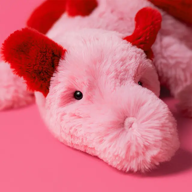 Jellycat Heart Dragon Plush Doll - Soft Pink Fantasy Collectible Dragon, Cute Birthday Gift, Ultra-Soft Cuddling Companion