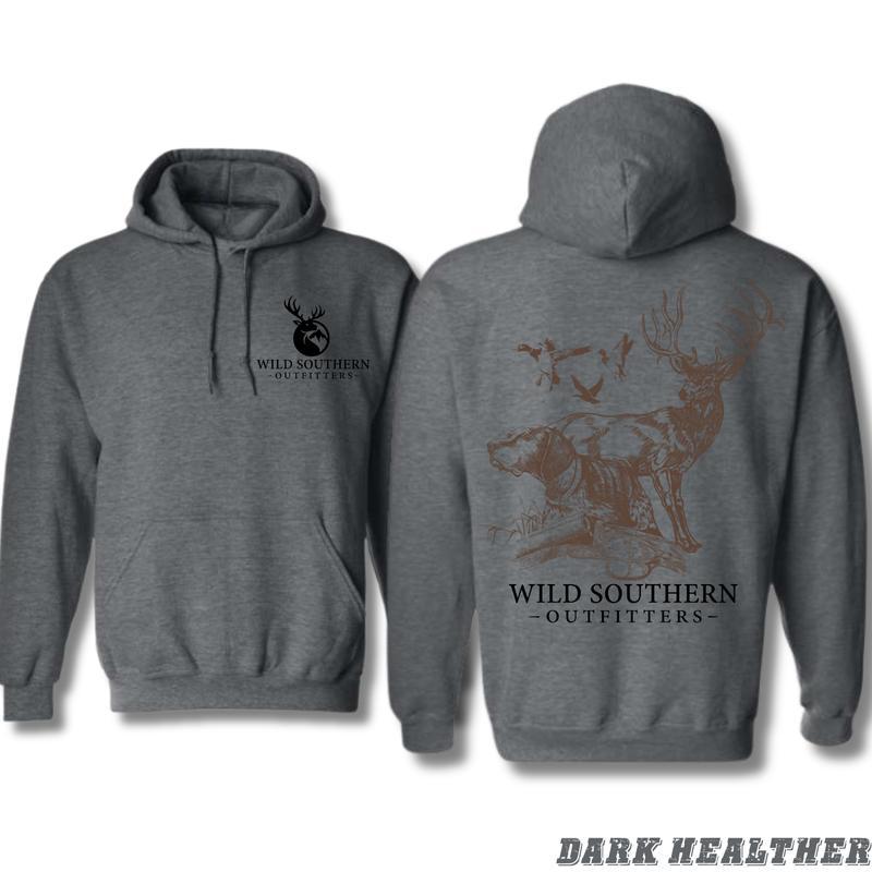 Wild Southern Outfitters Hunting Hoodie - Outdoor Deer and Dog Art Sweatshirt, Unisex Gift for Country Boys Girls, Duck Hunting Season Outfit, Cozy Fall Winter Pullover - KitchenEra