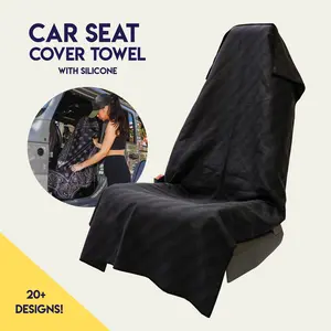 Velocity Blitz Black Car Seat Cover Towel - Silicone-Lined Hood Universal Fit Car Seat Cover Towel for Sweat Protection