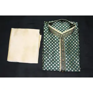 Banarasi Patterned kurta Pyjama Set in Green