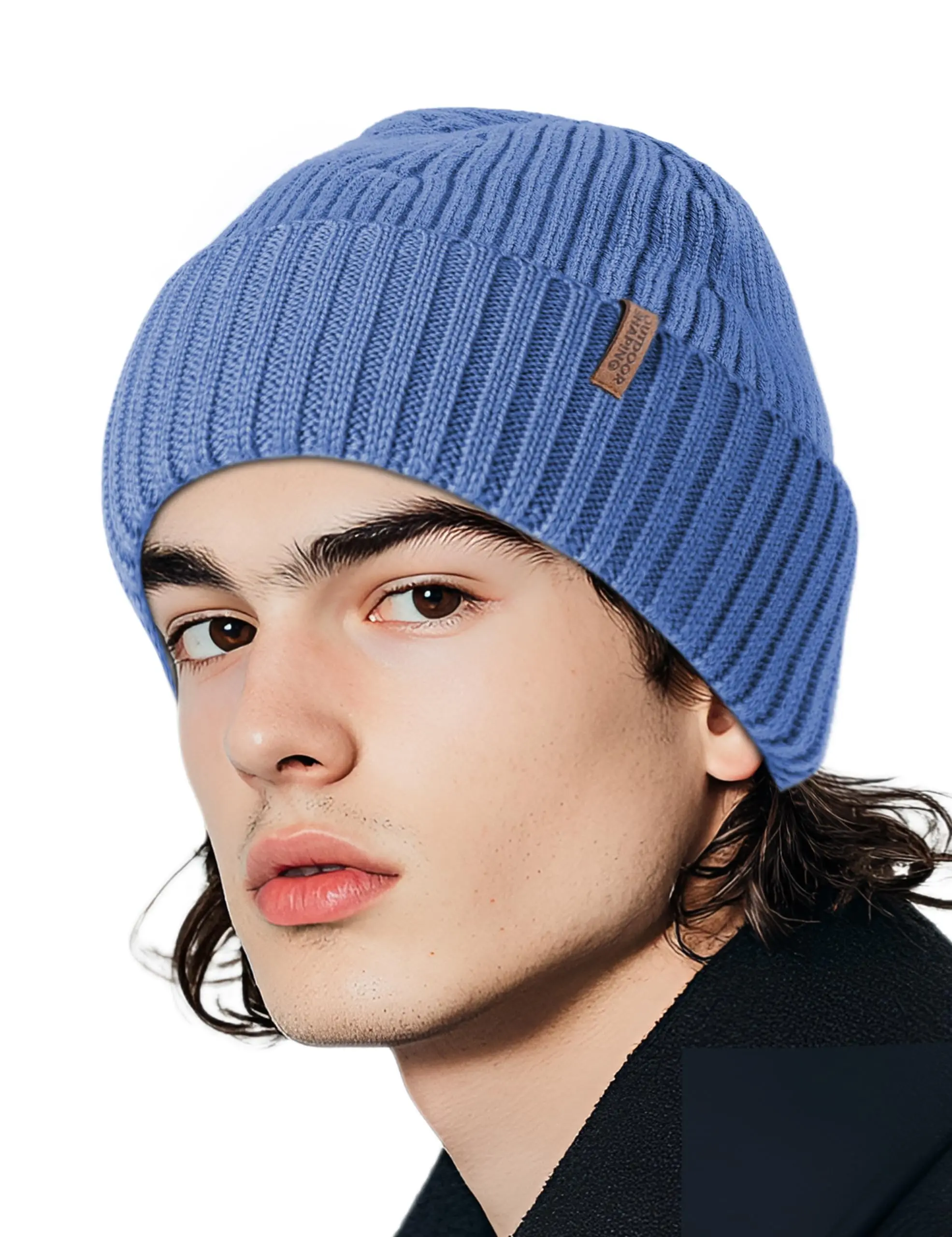 Soft Merino Wool Blend Beanie Slouch Cuffed Winter Hat Unisex OUTDOOR SHAPING Merino Wool Beanie for Men & Women, Unisex  main image 3