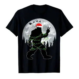 Delivered after Christmas-Men's Vintage Christmas T-Shirt - Santa & Reindeer Print, in Stocking Design, Ideal Gift for Him, All-Season Casual Wear, Funny Holiday Party Outfit