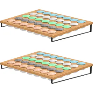Smooth Bamboo K Cups Drawer Organizer 2 Pack Coffee Pod Rack Set Hold 70 Capacity For Counter K Cups Coffee Pod Storage Drawer Organizer