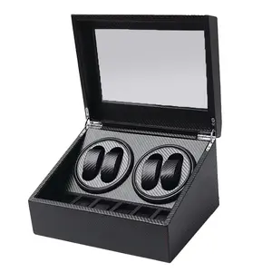 MACHER Carbon fiber 4pcs automatic watch winder box + 6pcs watch holder