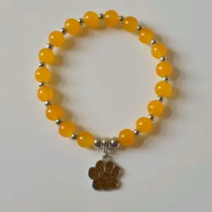 Glitter Dog Paw Print Charm Bracelet  - Various Color Paws with Silver Accents