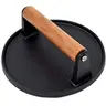 Cast Iron Burger Press with Wooden Handle, Round Burger Press, Non-stick Burger Patty Maker, Kitchen Accessories, Kitchen Gadgets for Home Barbecue, Grill, Cooking, Kitchenware, Kitchen Tools and Gadgets