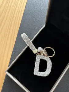 Full-diamond English letter D bag charm