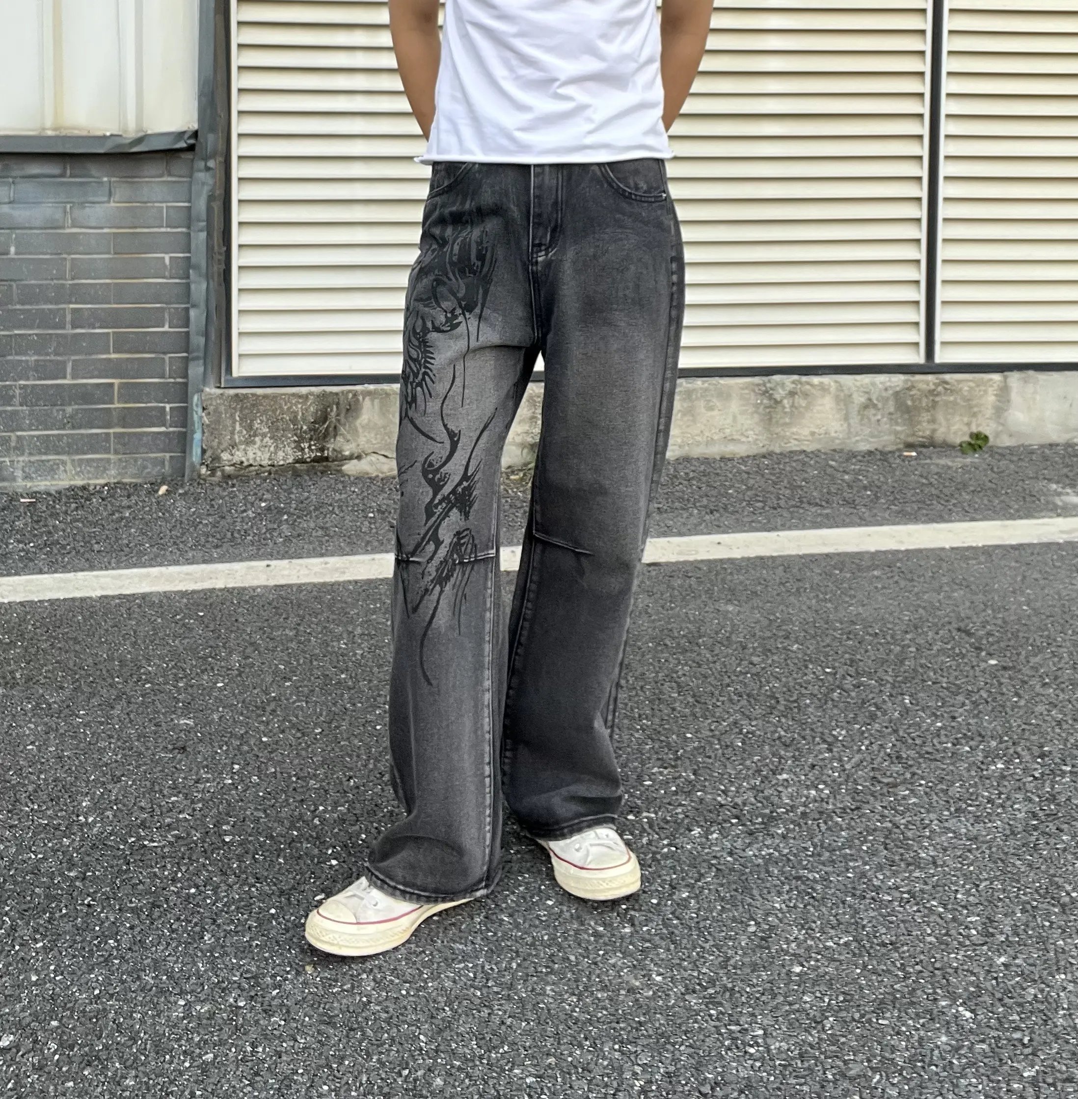 Frofooo bootcutjeansmen Y2K Unisex Flare Jeans Relaxed American 