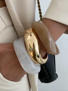 Boho Vintage Geometric Resin Cuff Bracelets Set, Trendy Bangles, Unique Geometric Bracelet, Elegant Lightweight Jewelry for Women, Perfect Gift for All Occasions