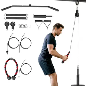 Soozier Weight Cable Pulley System Gym, Pulley System for Home Gym, Cable Machine Power Rack Pulley Attachment for LAT Pull Down, Biceps Curl, Tricep Workout, Red