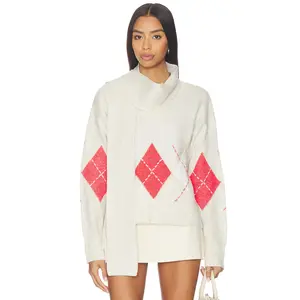 Sanctuary Argyle Scarf Sweater in Tulip Multi Argyle