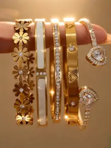 5-piece stackable bracelet set, a popular rust-proof bracelet combination, Multilayered Bangles