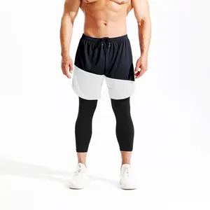 NELEUS Men’s 3 Pack 2-in-1 Workout Pants, Shorts with Built-In Compression Leggings & Phone Pocket
