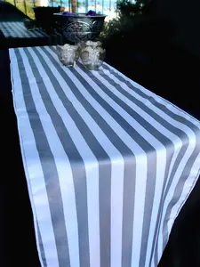 BLOWOUT Striped Pattern Table Runner - Gray / Grey (12 x 108)