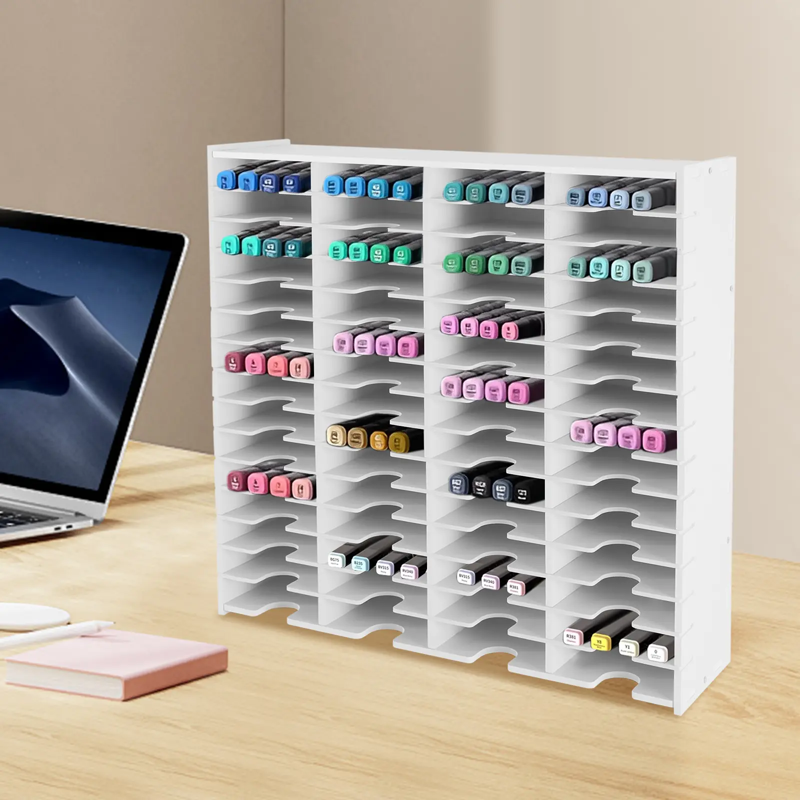 60 Slot Ink Pad Storage Holder 41cm for Craft Paint Tape Ribbon Desk Organizer Use