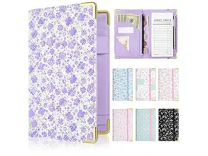 Faux Leather Server Book with Zipper Pocket Pen Holder for Waitress Servers Bartenders