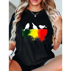 100% Cotton reggae retro bird Graphic Printed Tee T-Shirt