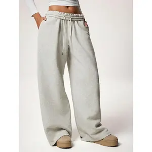 Autumn/Winter New Thermal Lined Thick Casual Versatile High Waist Elastic Waist Loose Wide Leg Sweatpants