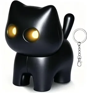 Black Cat Night Light Keychain - Cute 2-in-1 Lamp, Perfect Gift for Cat Lovers!