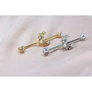 14G Crescent Moon Industrial Barbell.