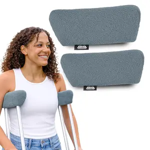 Universal Crutch Underarm Pad Covers - Luxurious Soft Fleece with Sculpted Memory Foam Cores (Gray)