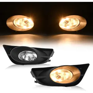 HECASA Pair Fog Lights w/Fog Light Bezel Compatible with 2009-2011 Honda Fit Replacement for HO2593122 HO2592122 Fog Lamp Assembly w/Bulbs Clear Lens+Black bezel Driver & Passenger Side