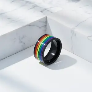 Carbon Rainbow Pride Ring