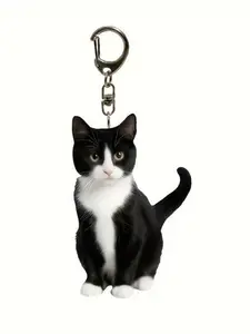 and Cat Keychain, Cute Animal Design, Casual Style Accessory, Perfect Gift for Pet Lovers, All Seasons Use