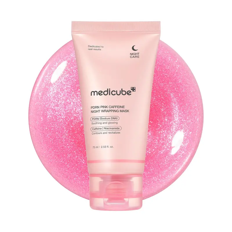 [Official Medicube Partner] PDRN Pink Caffeine Night Wrapping Mask 75ml - Firming, Depuffing & Hydration, Caffeine, Collagen For Refined, Glass Skin & Face Contour Support