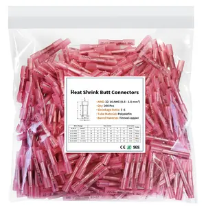 Heat Shrink  Wire Connectors, 200 count Red 22-16 AWG Insulated  Electrical Wire Connectors Automotive Marine Wire Crimp Terminals  Splices for Boat,