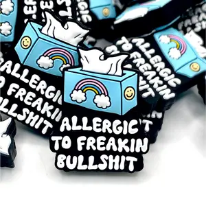 1pc Allergic To Freakin Bullshit 2.0 Silicone Focal Beads - Funny Craft Supplies Beaded Pen