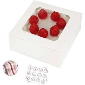 30 count Cake Boxes with Window,10x10x5 Inches Bakery Boxes  Cookie Dessert Boxes Pastry Box for Cake, Covered Strawberries,Cupcakes,Donuts,Baked Goods