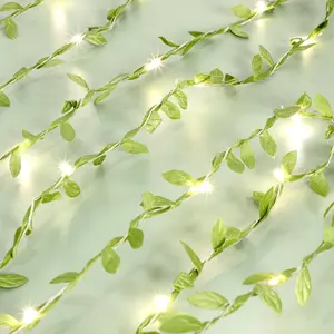 Green Leaves String Lights - 10FT 30LEDs  Artificial Ivy Leaf Vine  Operated Fairy Decorative Warm White Light for Indoor  Garden Wall Party Wedding Holiday Decor