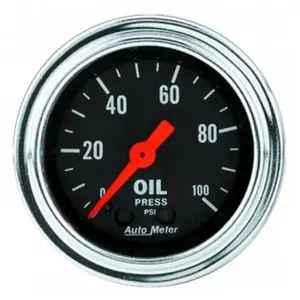 Auto Meter 2421 Traditional Chrome 2.06 in. Oil Pressure Gauge - 0-100 PSI