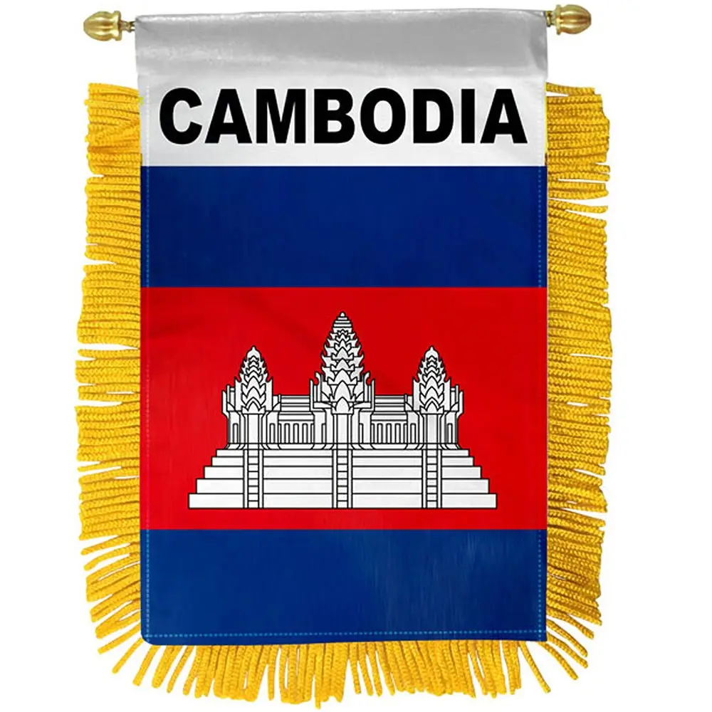 Cambodia-Themed Double-Sided Plastic Hanger Mini Banner with Glass, 4x6 in Wall Decor Flags for Home, Festive Party Backdrop Decoration