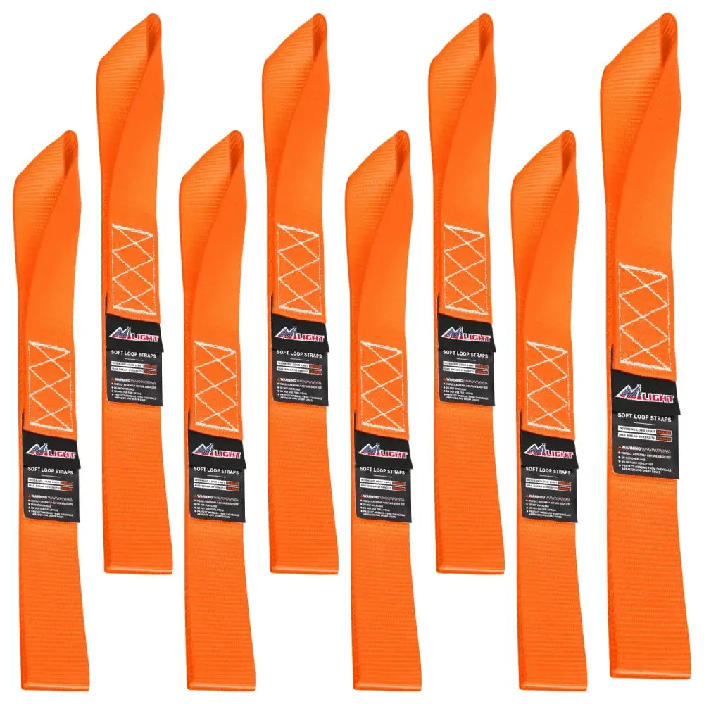 Nilight Heavy Duty Motorcycle Durable Tie Down Strap Kit, High Strength Polyester Webbing with Diamond Stitching, 12000Lbs Max Break Strength, Paintsafe Cinch, Universal for Securing Cargo, Dirtbike, Orange (with Soft Loops)