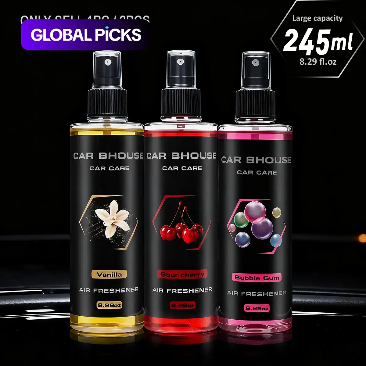 Portable High-End Air Freshener Spray, Long-Lasting Scented Oil Fragrance, 8.29 oz Large Capacity with Multiple Distinct Fragrances Including Fruity Sweet Scent, Cherry Scent, Bubble Gum, for Home, Car, Clothing & Bathroom #GLOBAL PICKS